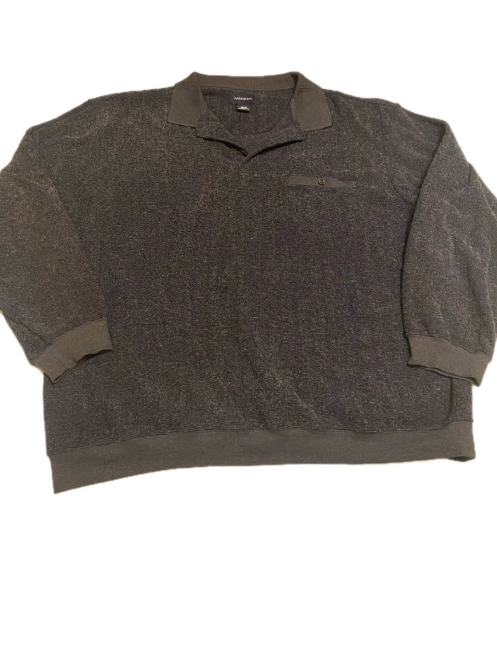 Harbor Bay Men’s 2XL Navy/Grey Long Sleeve Top with Collar and Chest Pocket